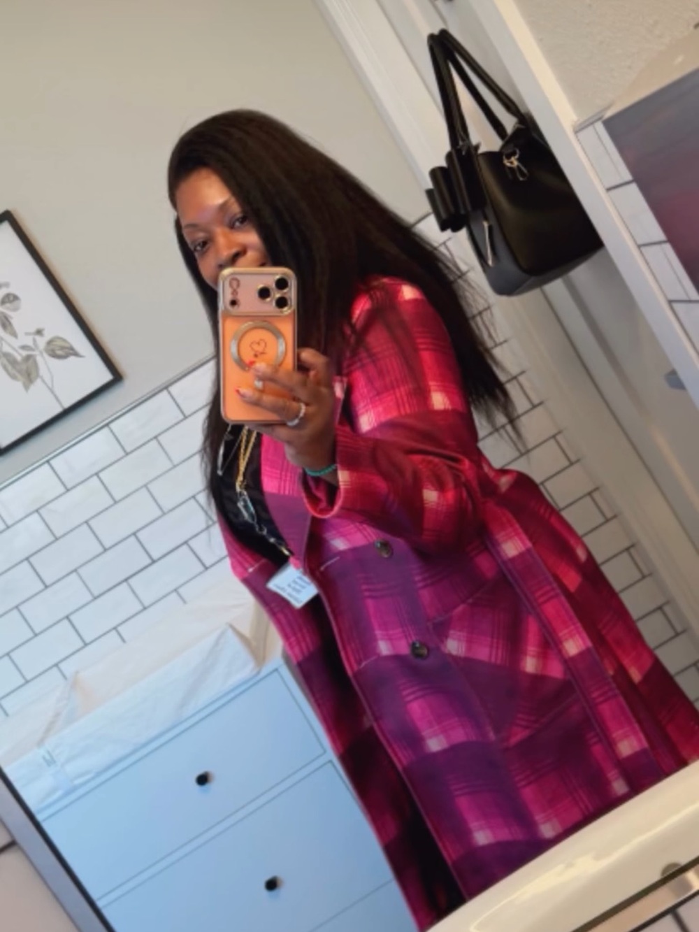 NVLT Pink Plaid Double-Breasted Belted Trench Coat🌺
